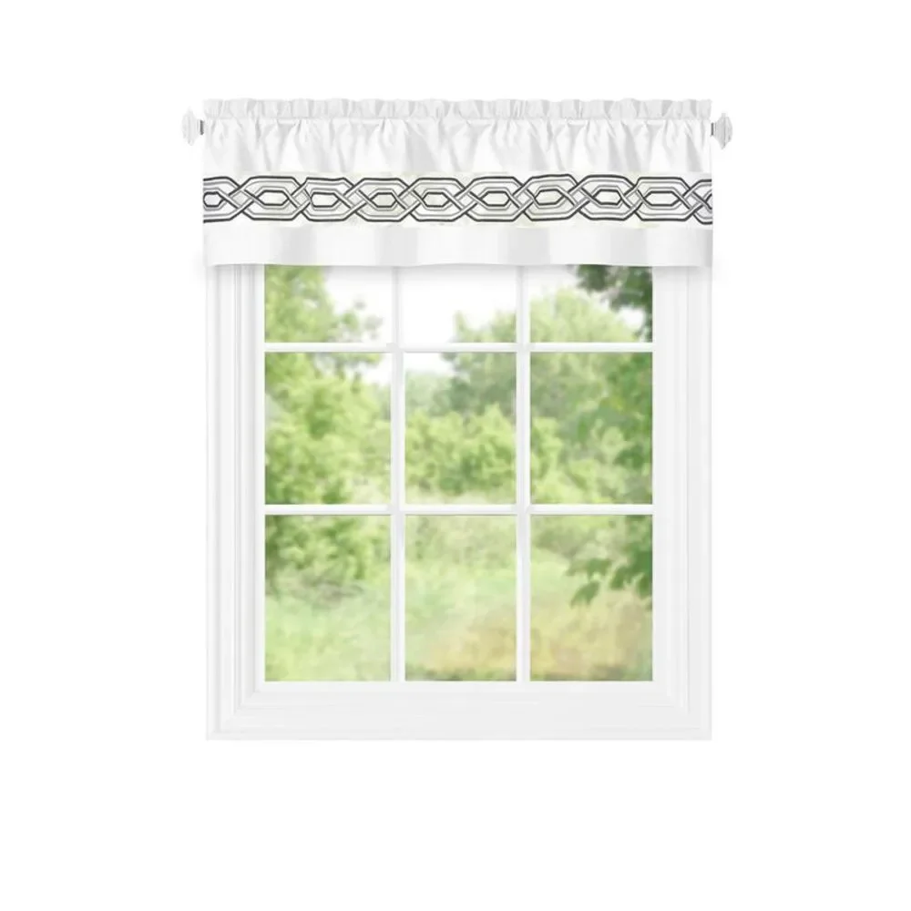 PowerSellerUSA Sleek & Clean Minimalist Embroidered Two-Tone Window Curtain
